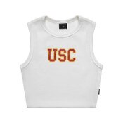 USC Trojans Women's Hype and Vice White Cutoff Tank